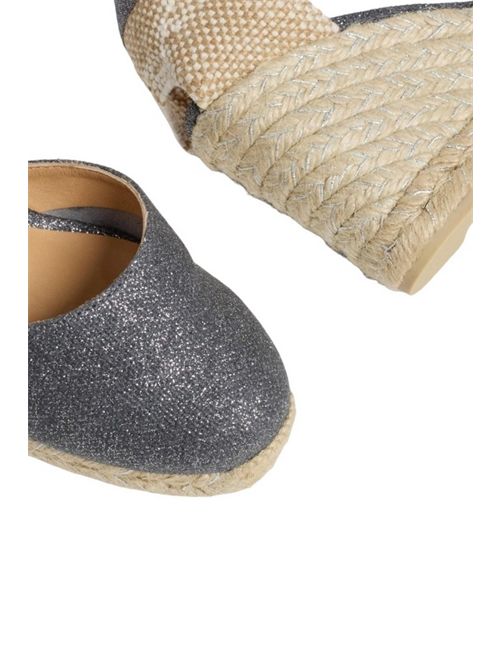 Cute women's espadrilles in gray metallic linen Castaner | CARINA8GRIS OSCURO